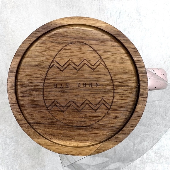 ❌SOLD❌ Rae Dunn Coffee Mug DID SOME BUNNY SAY CHOCOLATE Coaster Lid Easter Pink - Picture 4 of 17